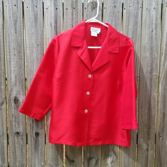 Tess Tops - Tess 100% Silk Red Blouse